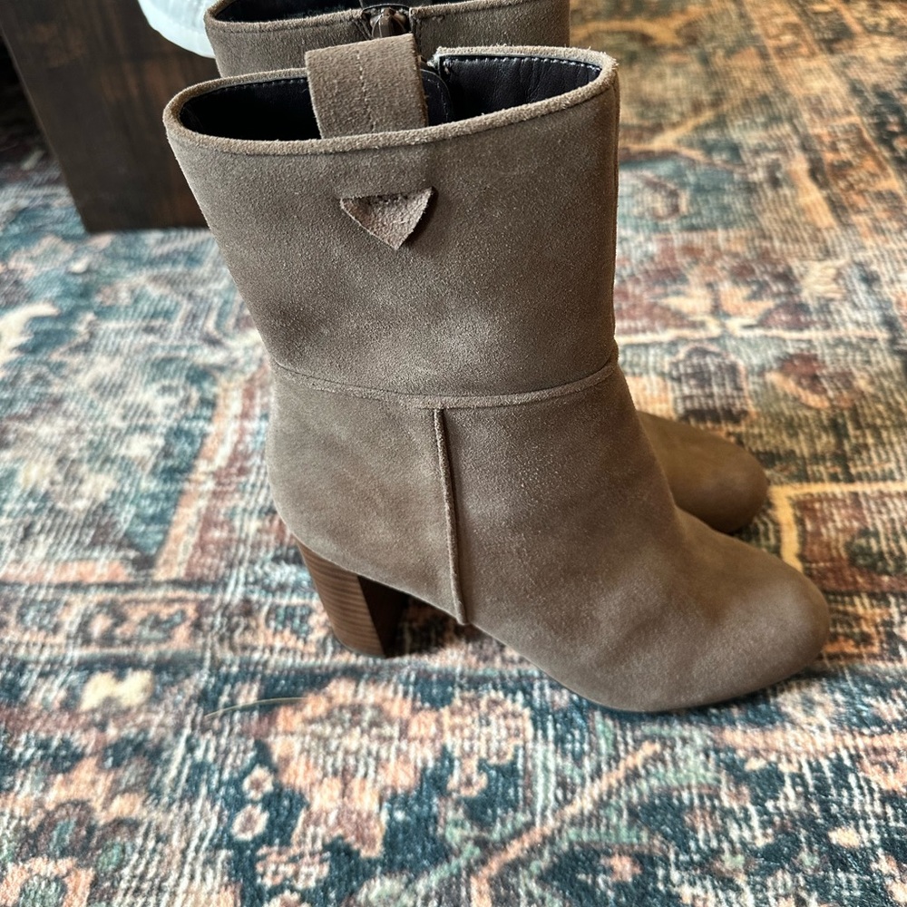 Sole Society Taupe Suede Heeled Boots